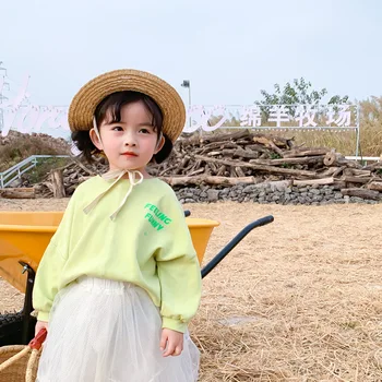 

3346 Children's T-shirt Spring 2020 New Splicing Children's Bottoming Shirt For Girls Korean Long Sleeve T-shirt Loose Tops