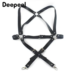 Deepeel 1pc 3*120cm Fashion Adjustable Male Suspenders Faux Leather Alloy Buckle Shouder Strap Casual for Punk Cowboy Decoration