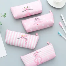 Милый мультфильм розовый леопард девушка Сердце Карандаш сумка простой большой емкости кожаная канцелярская Сумка Студенческие канцелярские принадлежности