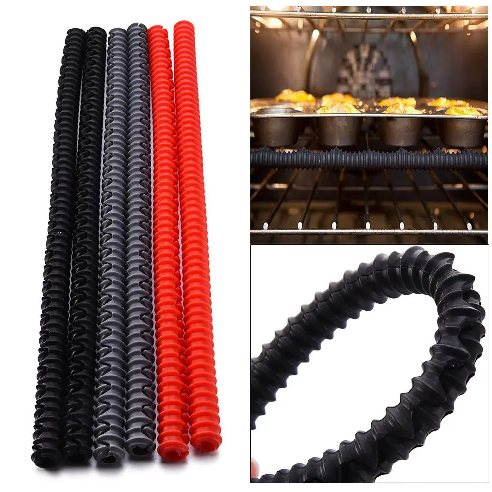 

Silicone Threaded Heat Resistant Oven Rack Edge Protector Guard Cover Oven Anti-Hot Bar Random Color Baking Tool