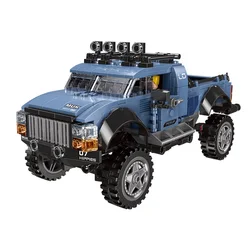 Série de voitures créatives pour enfants, Super pick up bleu, aventure tout terrain, modèle MOC, jouet, cadeaux d'anniversaire 