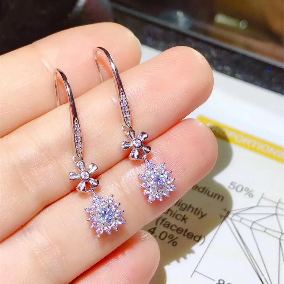 BOEYCJR 925 серебро 0.2ct 3,5 мм D Цвет Moissanite VVS ювелирное изделие с бриллиантом висячие серьги с национальным сертификатом для женщин подарок