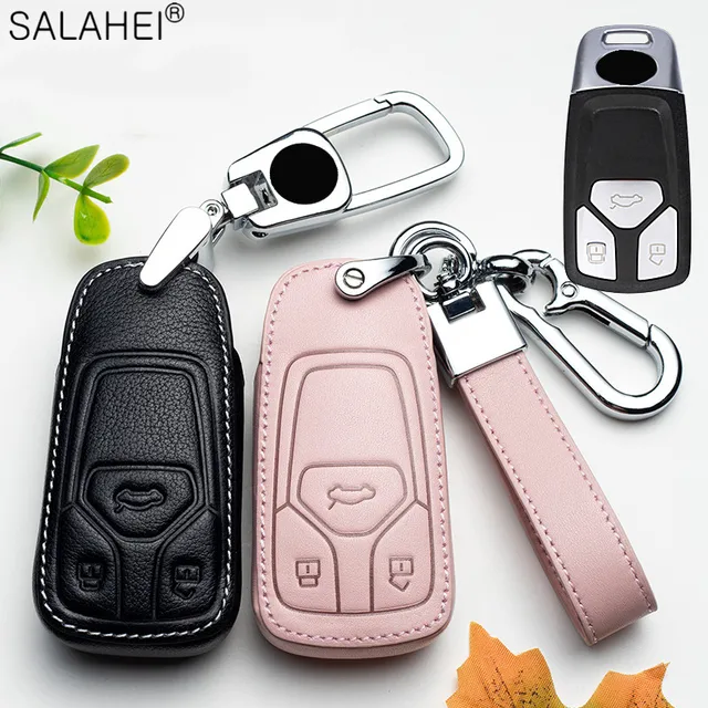 Leather Car styling Accessories For Audi A6 RS4 S5 A3 Q3 Q5 S3 A4 Q7 A5 TT 2018 For Car key Case bag cover decoration protection