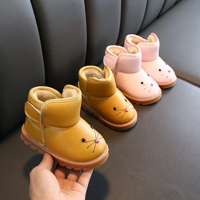 Children's snow boots for girls shoes winter kids baby boys plush warming boots waterproof baby girls cotton velvet short boots