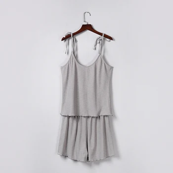 

New Two Piece Cotton Pajama Set Sexy Top And Shorts Pyjamas Spaghetti Strap Sleepwear High Elastic Pijama Nightie Home Clothes