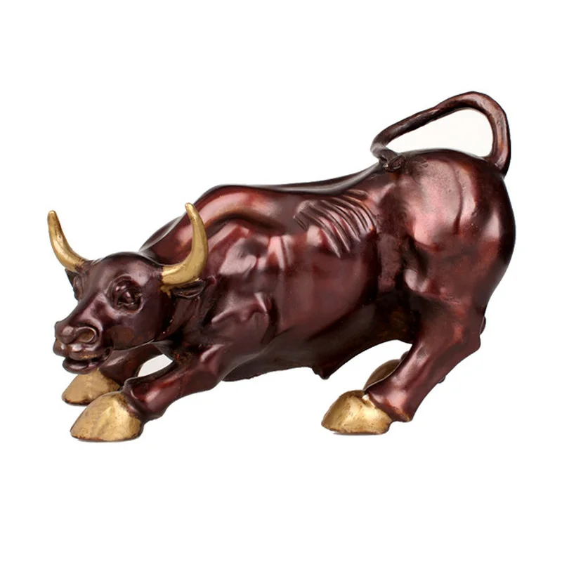 Фигурка быка из латуни настенная уличная Статуэтка зарядка Стоковая статуя