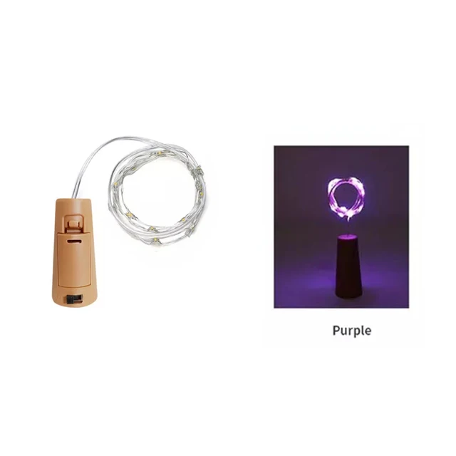 20LED LED wine bottle cork string lights holiday decoration garland wine bottle fairy lights Christmas copper wire string lights Purple
