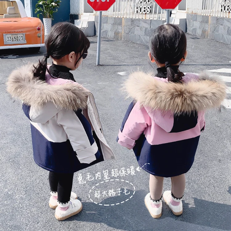 Одежда для новорожденных девочек на холодную зиму-до-30 лет хлопковое пуховое пальто с меховым воротником для маленьких девочек плотные куртки-парки