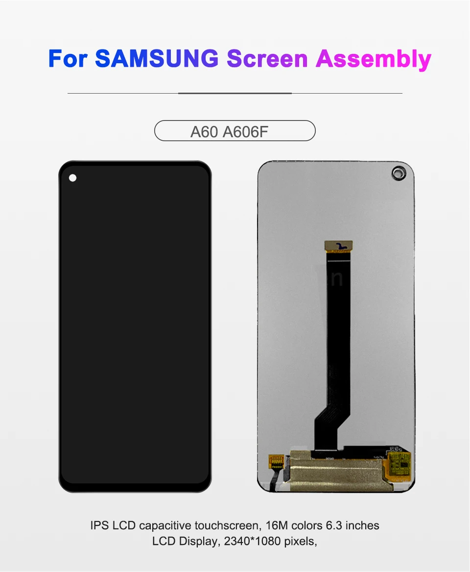 Протестированный 6,3 ''для samsung Galaxy A60 ЖК-дисплей SM-A606F/DS SM-A6060 сенсорный экран дигитайзер в сборе для samsung A60 lcd
