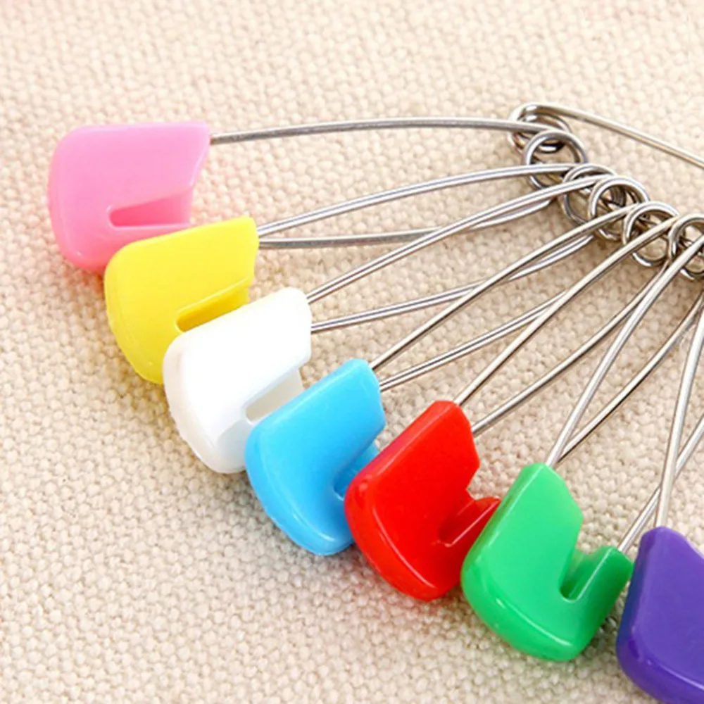 50 Plastic Head Safety Pin Stainless Steel Cloth Diaper Pin Water Towel Pin 55MM 