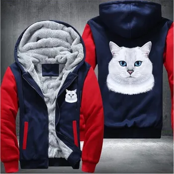 

Cat Premium Mens Winter Hoodies Male 2020 Harajuku Casual Sweatshirts Hooded Zipper Warm Sportswear Thicken Warm Outwear Tops