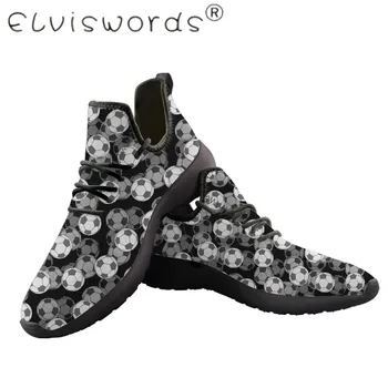 

ELVISWORDS New Men Spring Autumn Platform vulcanize shoes Soccer pattern Platform shoes Black Bottom Flying Weave Sneakers