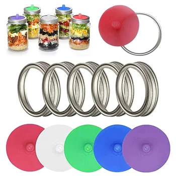 

Fresh-keeping Silicone Cover For Mason Jars Set Reusable Rust Proof Durable For Making Sauerkraut Kimchi Fermentation Lid Kit