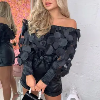 

Lace Patchwork Puff Sleeve Blouse Shirt Women Summer O Neck Chiffon Jumpers Korean Elegant 3D Flower Tops Blusas Kimono