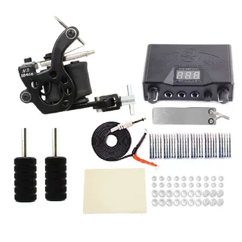 

New Tattoo Kits 10 Wrap Coils Tattoo Machine Gun Grips Needles Tattoo Power Supply Beginner Tatu for Tattoo Accessories Supplies