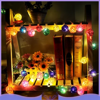 

Home Garden Light USB Interface Lighting Christmas Lights Garland LED Lamp Rattan Ball 20 LED String Light Holiday Decor