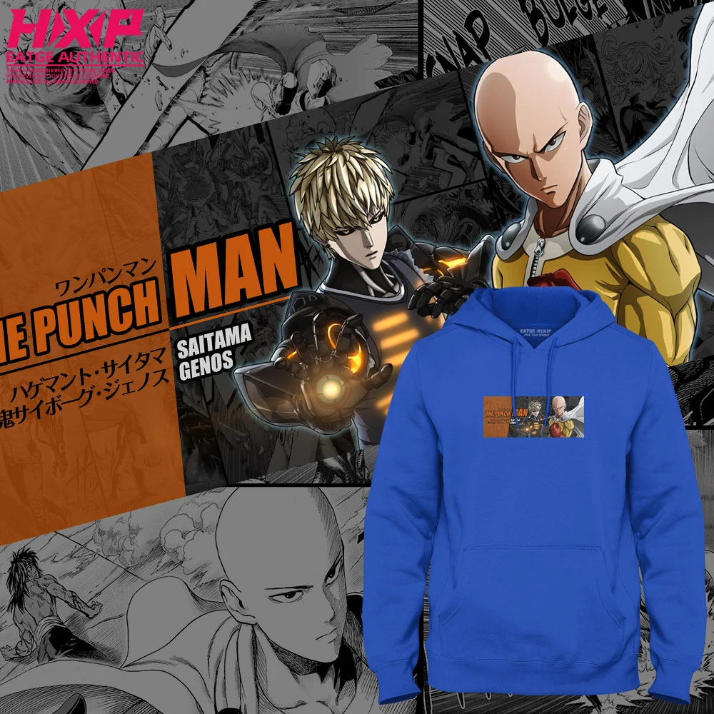 Saitama Sensei and Genos Толстовка HIXIP Аниме One Punch Man Fanart дизайн крутая уличная одежда для мужчин и женщин пуловер - Цвет: Blue