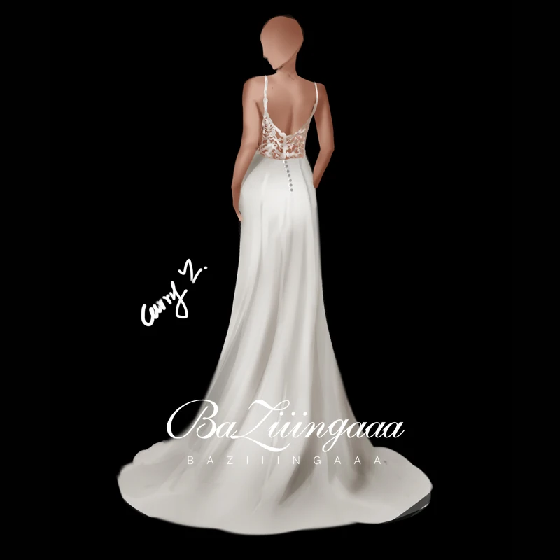 BAZIIINGAAA Luxury wedding 2020 Mermaid dress handmade custom Accept drawing photo customization service |