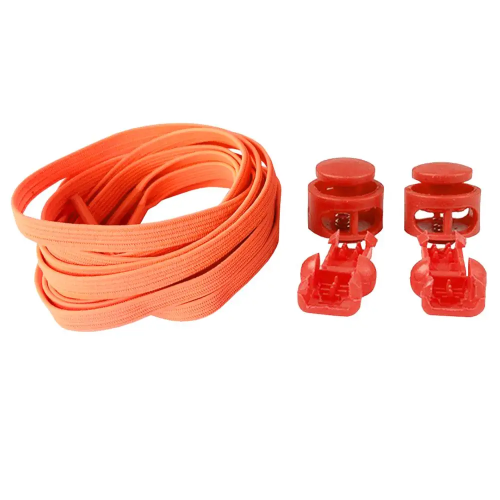 Neon Orange Плоские эластичные шнурки для обуви, шнурки без шнурков, плоские шнурки для кроссовок, Спортивная повседневная обувь, различные цвета - Цвет: Neon Orange