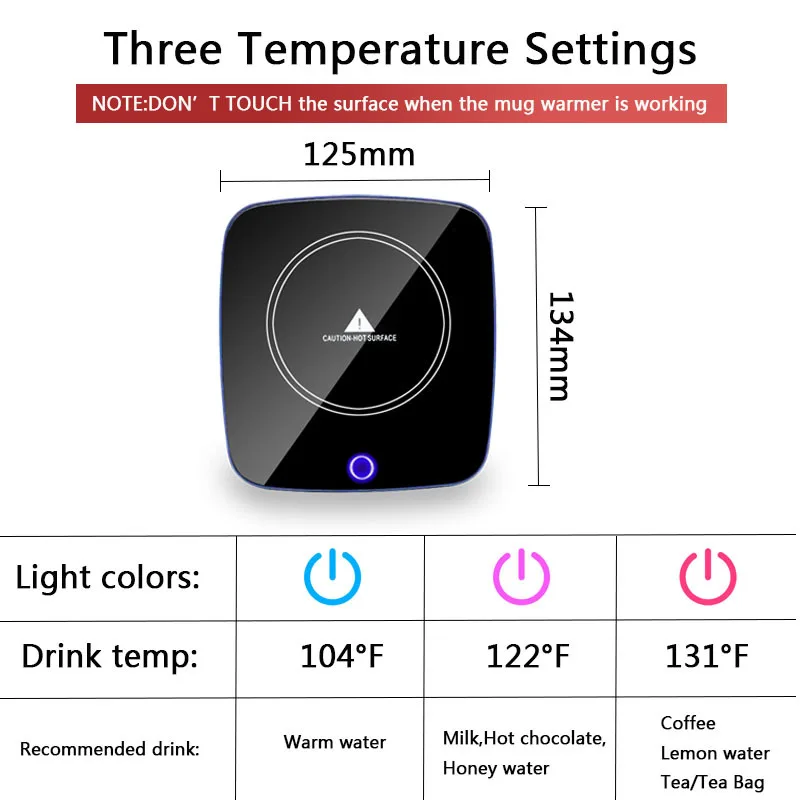 110V/220V Cup Heater Mug Warmer 3 Gear Smart Thermostatic Coaster Hot Plate Tea Makers Water Heating Pad for Coffee Milk Water
