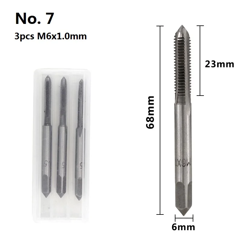 3pcs M6x1.0 XCAN 3 шт. M2-M12 метрический ручной кран Набор HSS машина винтовой кран сверло ручные инструменты Резьбовая заглушка кран сверло - Цвет: 3pcs M6x1.0