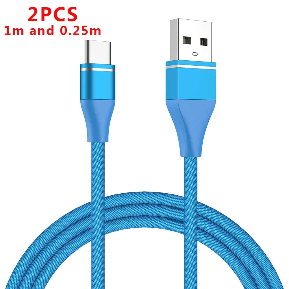 MUSTTRUE USB Cable Type C Cable for samsung huawei xiaomi oneplus 7 pro USB C Charger Cable 0.25m 1m Phone Charging Line - Цвет: Blue