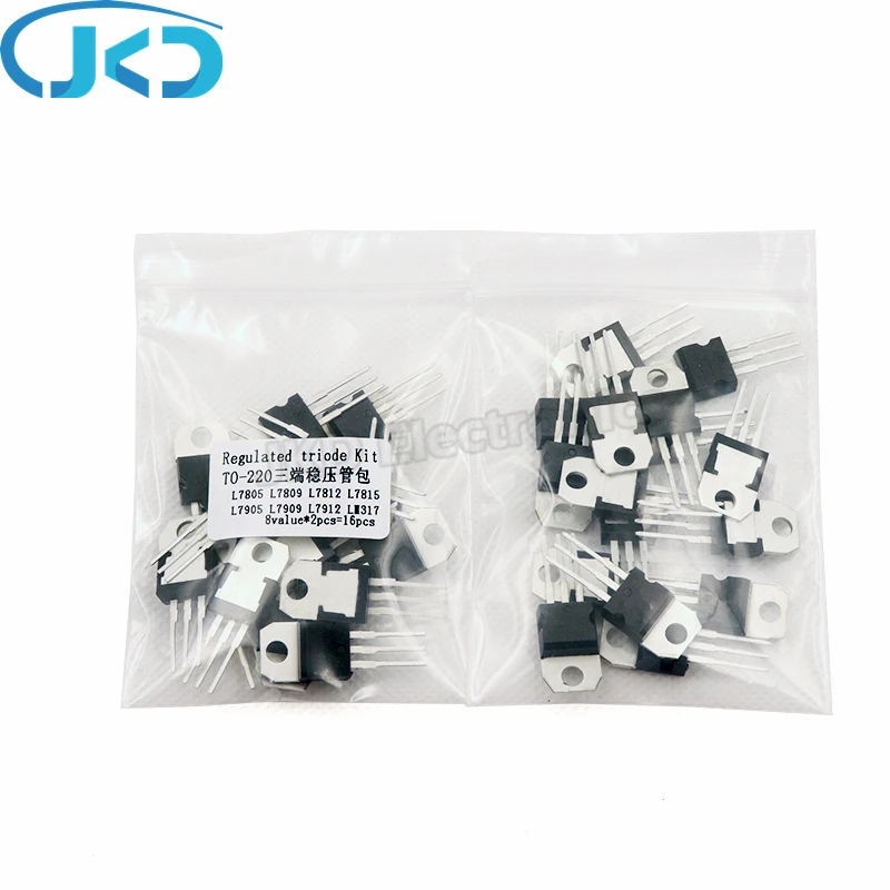 

8value*2pcs=16pcs 7805 7809 7812 7815 7905 7912 7915 LM317T TO-220 Transistor Assortment Kit Voltage Regulator