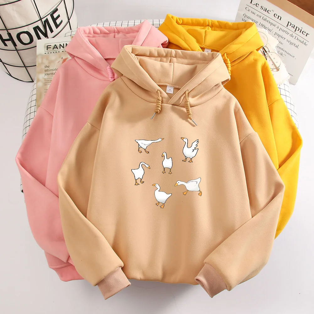 

Funny Goose Hoodies Woman Aesthetic Oversized Vintage Hood Sweatshirts Women Plus Size Winter Jacket Unisex Coat Warm Plus Size