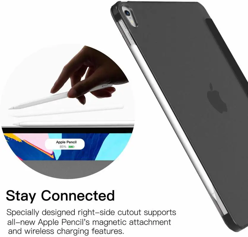 Для iPad Pro 1" чехол, полупрозрачный, с глазурью задняя крышка и боковое отверстие для карандаша магнитный держатель, автоматическое Пробуждение/сон складной кошелек из трех частей