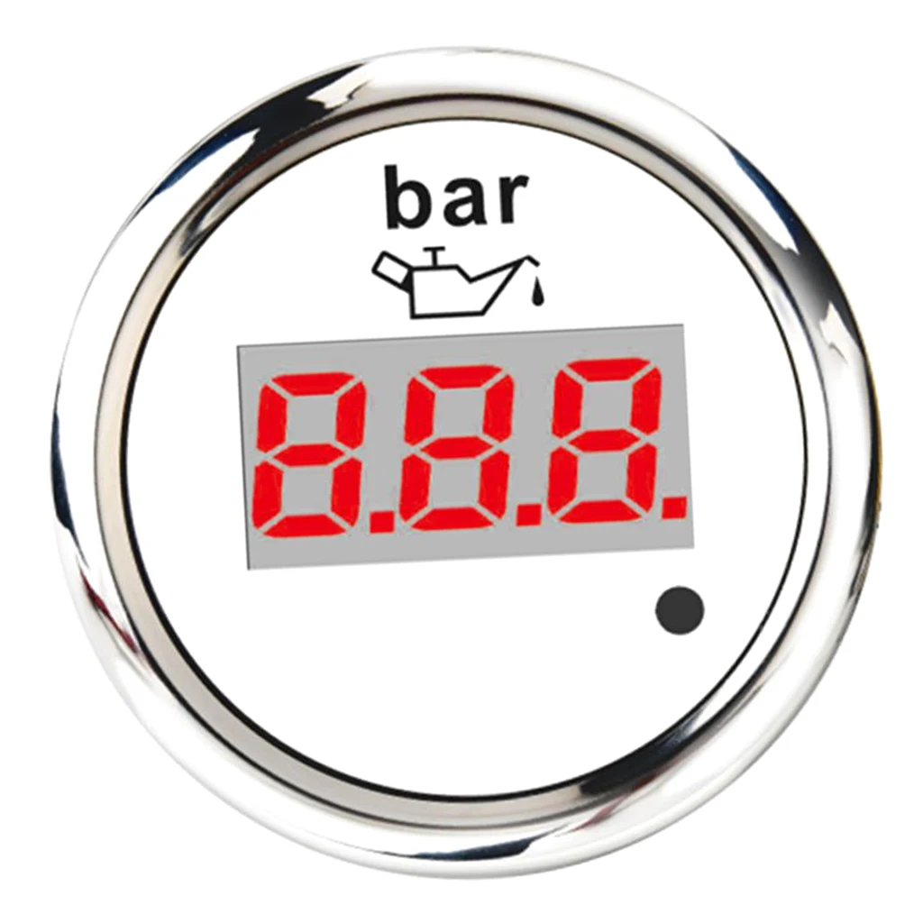 2'' 52mm100Bar Digital Oil Pressure Gauge Red LED Waterproof for Car & Truck - White Dial
