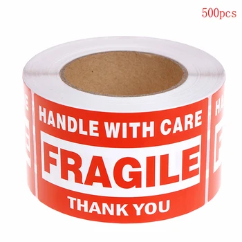 

1 Roll/500pcs Fragile Warning Label Sticker Sticker Up and Handle With Care Keep Dry Shipping Express Label 76x127mm