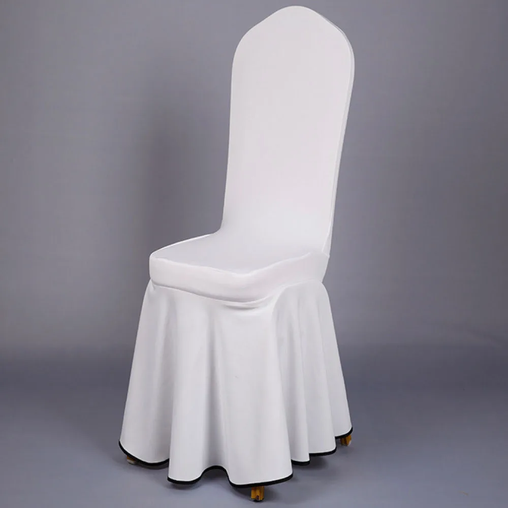 

Dining Chair Cover Solid Color Elasticity Long Skirt Chair Cover With Back For Wedding Hotel Banquet Celebrations Ceremonies