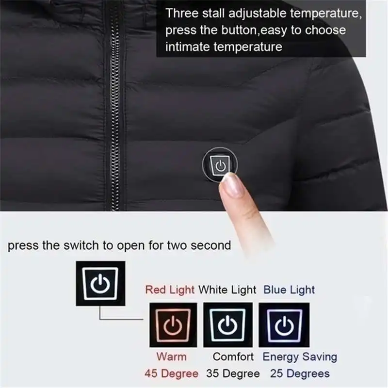 Electric Heated USB Infrared Heating Vest Jacket Winter Flexible Electric Thermal Clothing Waistcoat Chalecos Para Mujer Termico