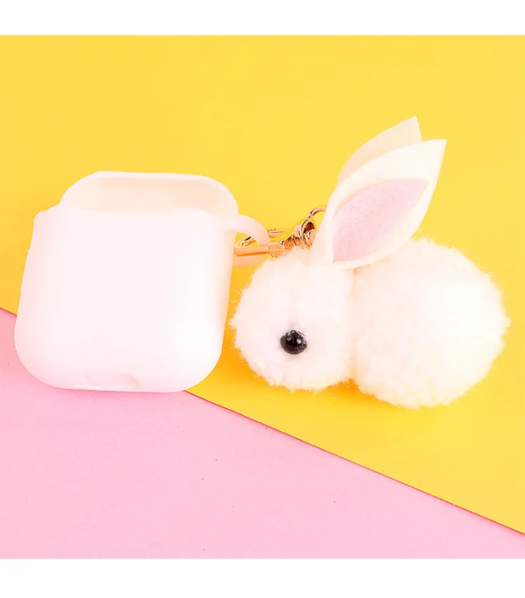 Super MENG мультфильм милый стерео плюшевыми кроликами гарнитура для airpods сумка Подвеска автомобиль брелок-подвеска