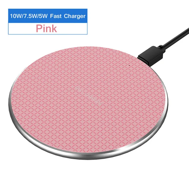 Pink 10 Вт Быстрое беспроводное зарядное устройство для iPhone 11 Pro XS Max XR X 8 Plus Qi Беспроводное зарядное устройство Быстрая зарядка для samsung S8 S9 huawei - Цвет: Pink