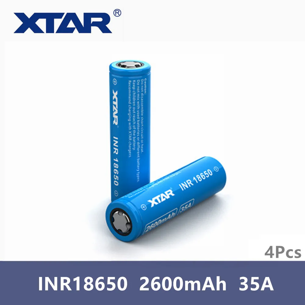 4 шт. аккумуляторная батарея Xtar INR 18650 2600 мА/ч 35а Импульсный разряд высокий расход 3