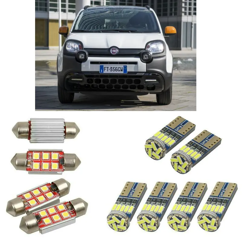 

Interior led Car lights For Fiat panda 169 312 319 hatchback box van dome bulbs for cars License Plate Light 6pc