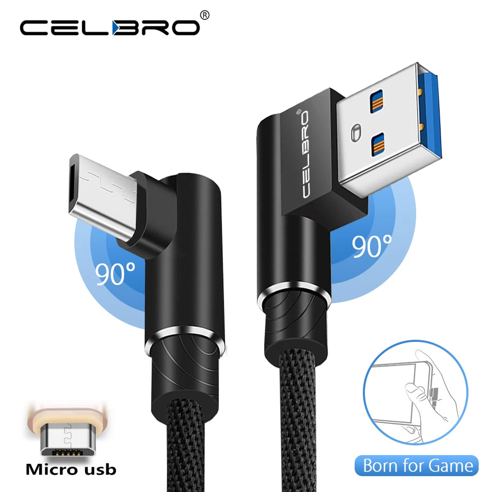Кабель для зарядки Micro Usb 2/3 м с прямым углом Samsung A10 M10 J6 J5 J7 2017 A6 Plus A7 2018 | Мобильные