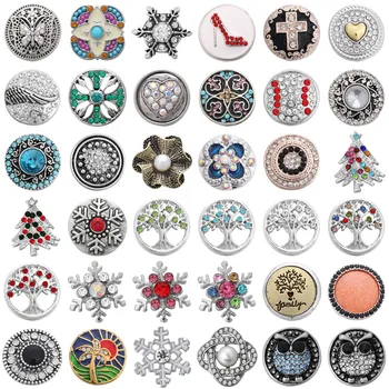 

6pcs/lot Snap Buttons Jewelry Crystal Metal Snowflake Cross Owl Fit 18mm Snap Button Bracelet Jewelry DIY Accessories