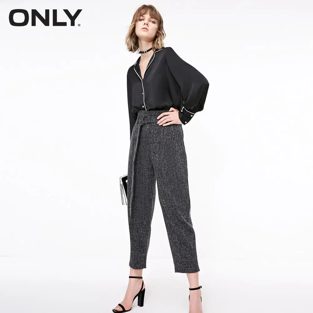 ONLY Women's Loose Straight Fit High-rise Crop Pants | 119114502