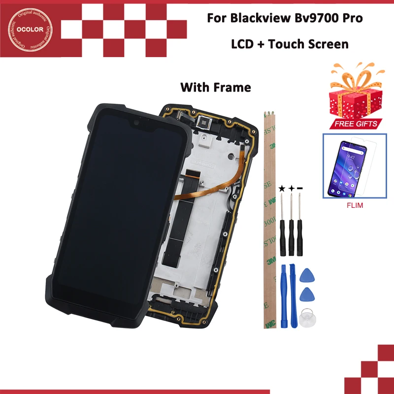 

ocolor For Blackview Bv9700 Pro LCD Display and Touch Screen With Frame Assembly+Tools +Film For Blackview Bv9700 Pro Phone