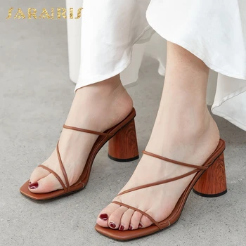 

Sarairis Brand New Big Size 43 High Heels Genuine Leather women's Shoes Sandals Mules Slipper Pumps