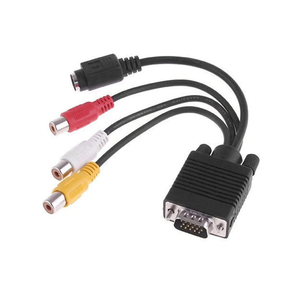 Лидер продаж, ПК VGA SVGA к S-Video 3 композитный HD AV tv Out конвертер Кабель-адаптер
