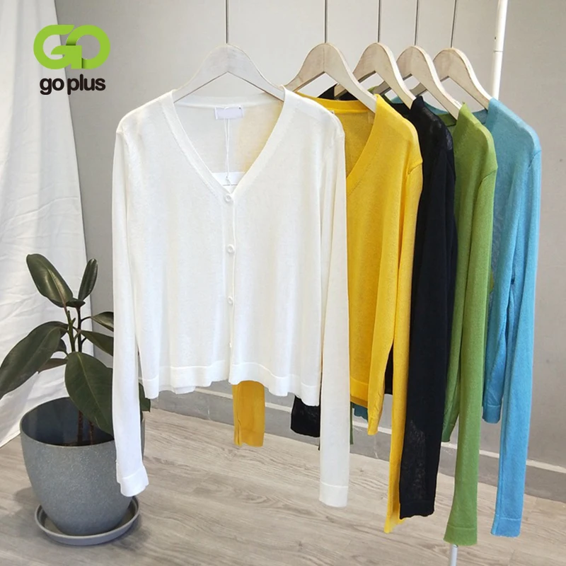 

GOPLUS Autumn 2020 Women's Sweaters Korean Style Solid Black White V-neck Long Sleeve Knitted Sweaters Womans Clothes Ropa Mujer