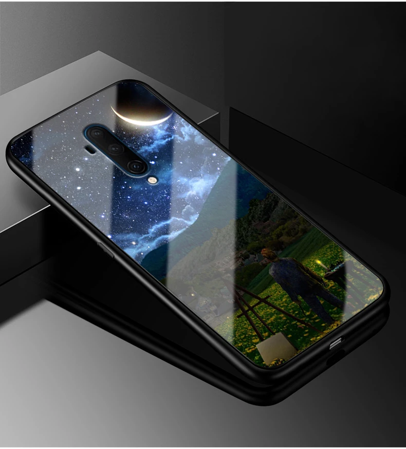 30 Для Oneplus 7T чехол One plus 7T Pro PC Пластиковый стеклянный чехол для телефона черный ТПУ бампер чехол для Oneplus 7T Pro 7TPro закаленное покрытие - Цвет: 30