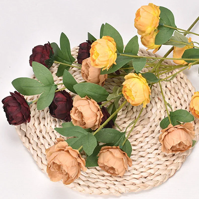 

6 Heads Peony Artificial Flowers Wedding Decoration Fake Flowers Home Decoration Accessories for Living Room Flores Artificiales