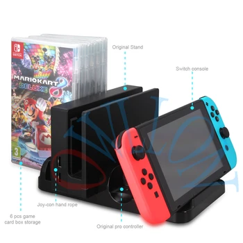 

Multi-function Charging Dock Game Console Charge Stand Base Charger With Game Disk Storage for Nintend Switch Pro Controller