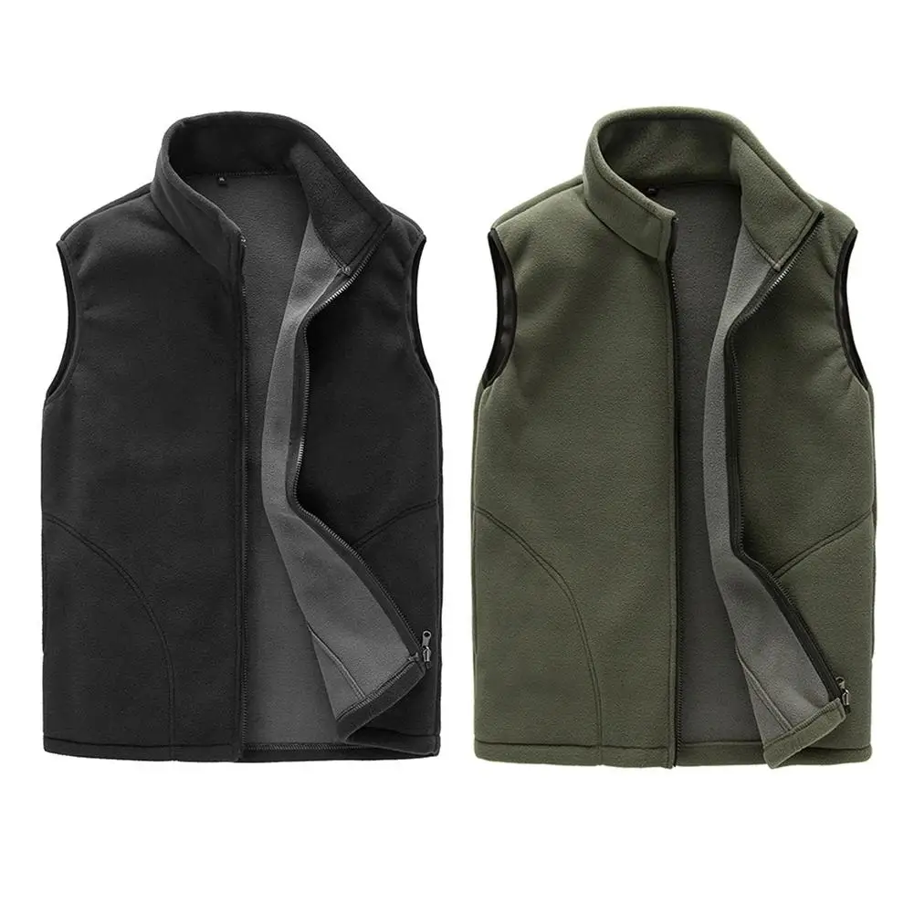 Men Warm Zip Casual Fleece Vest Spring Male Waistcoat Autumn Warm Sleeveless Jacket Outdoor Climbing Hiking Gilets Coat