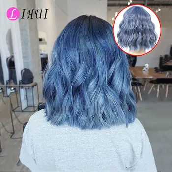 

LIHUI Blonde Wigs For Women Synthetic Heat Resistant None Lace Wigs With Bangs Short Pink Wig Pelucas Naturales Hair Peruca