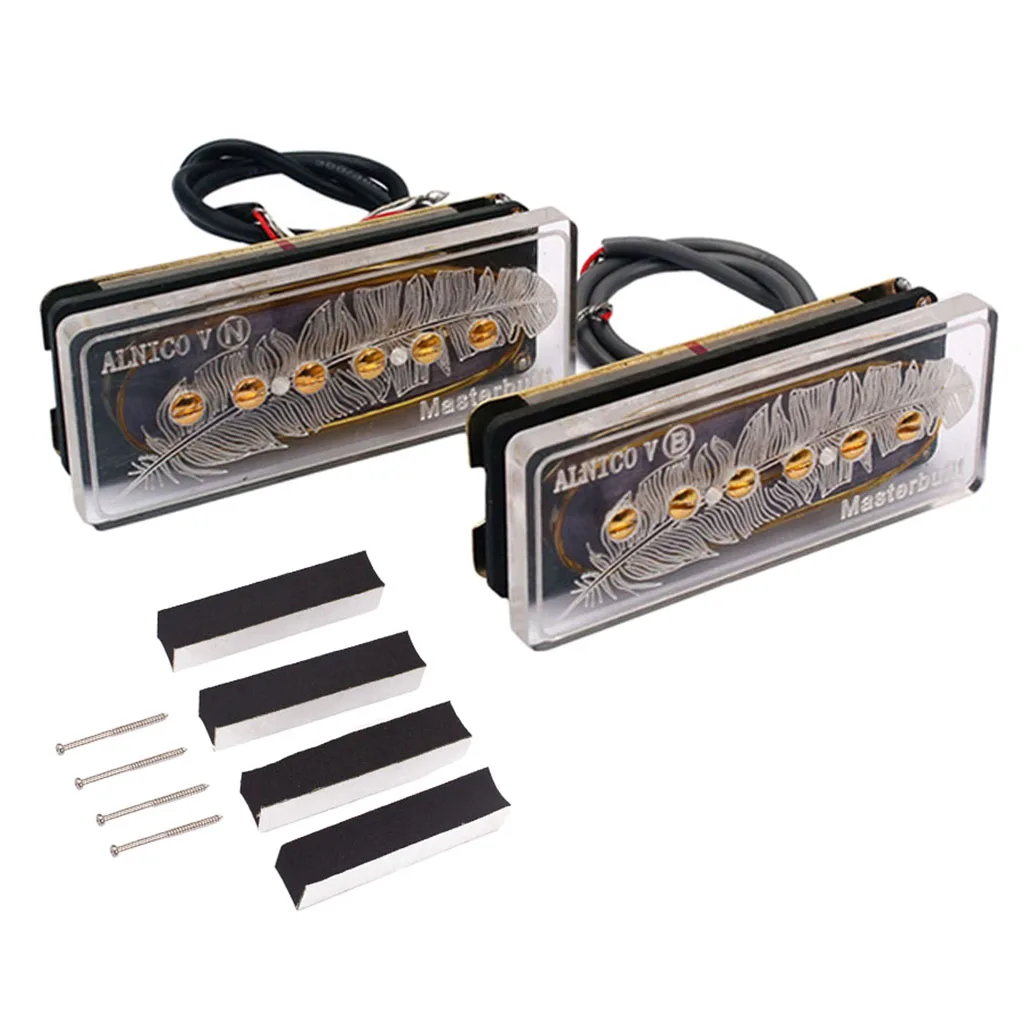 

Clear Alnico V Humbucker Pickup Kit Screw Foam Cushion for Electric Guitar